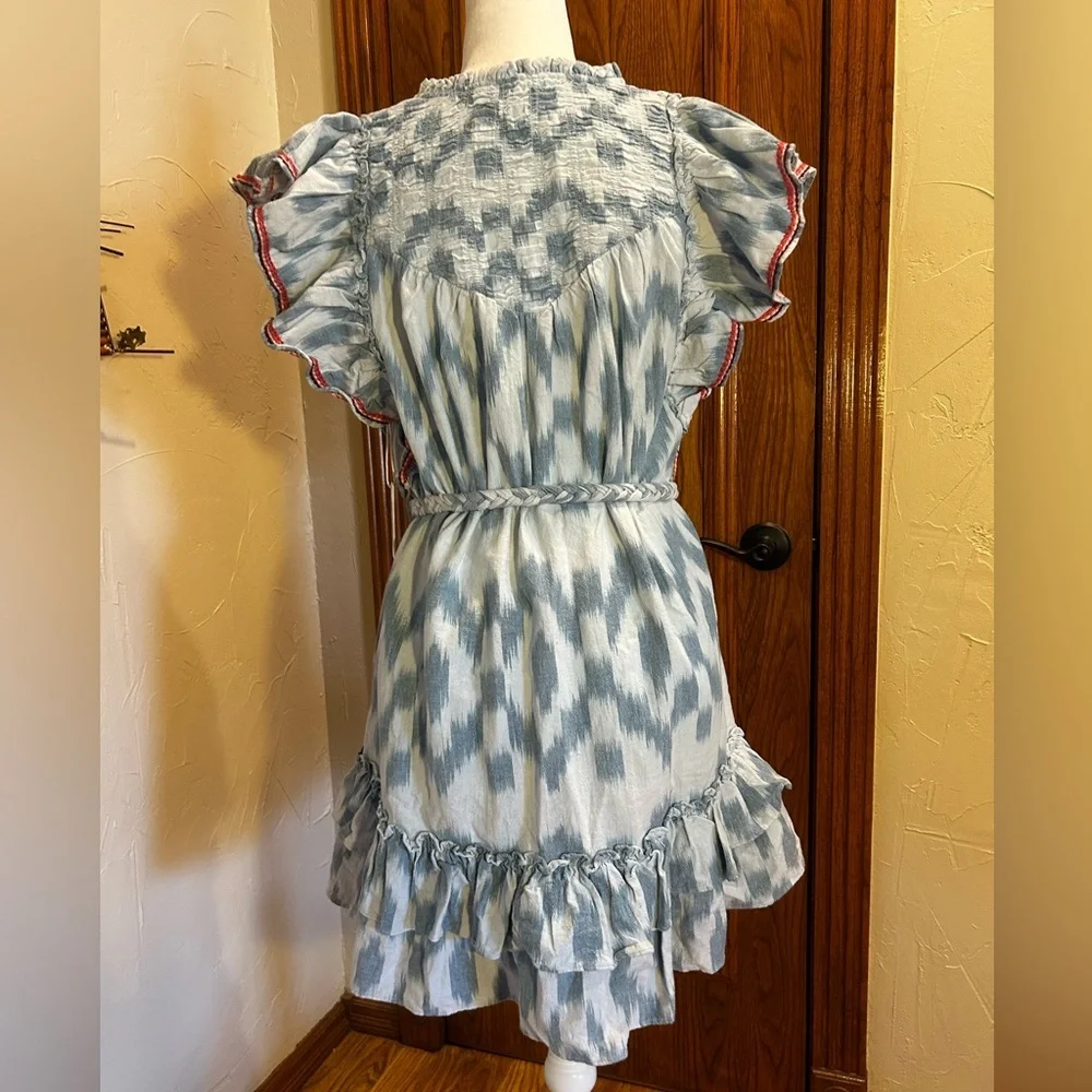Anthropologie Saylor Blue Boho 100% Cotton Mini Dress NWT - Picture 9 of 15